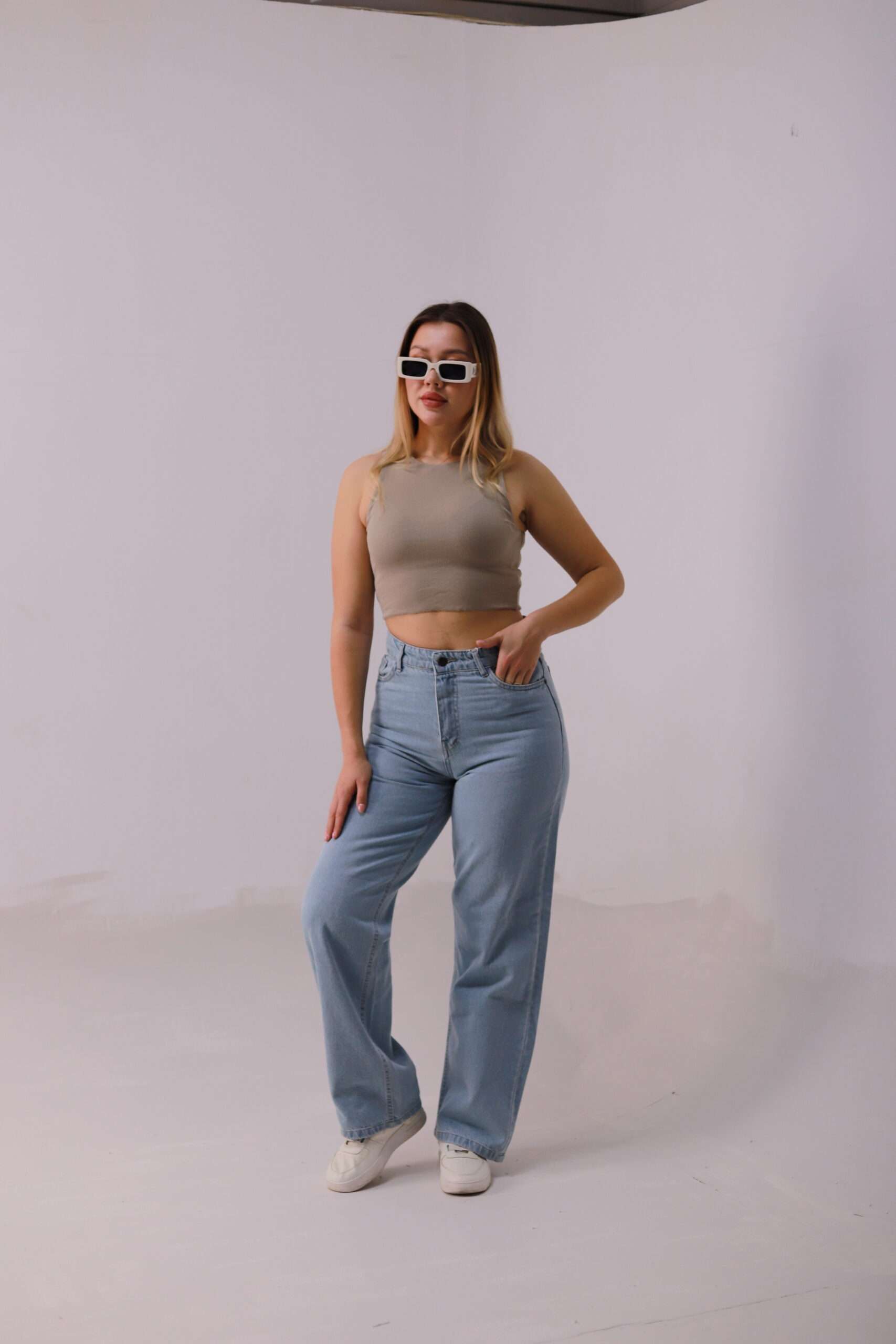 Long Wide Jeans ( Ice Blue )