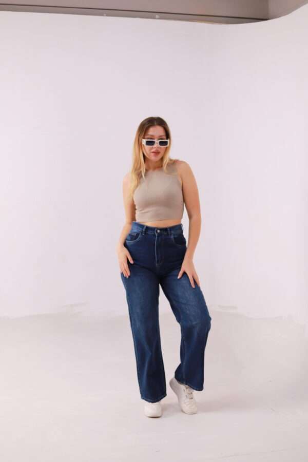 Wide Leg Jeans ( Navy Blue ) - Image 17