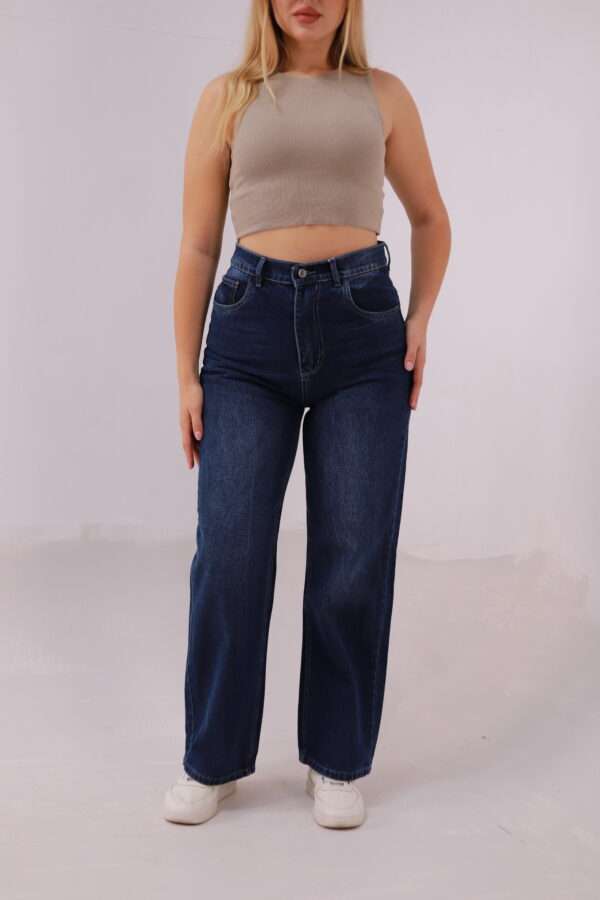 Wide Leg Jeans ( Navy Blue ) - Image 4