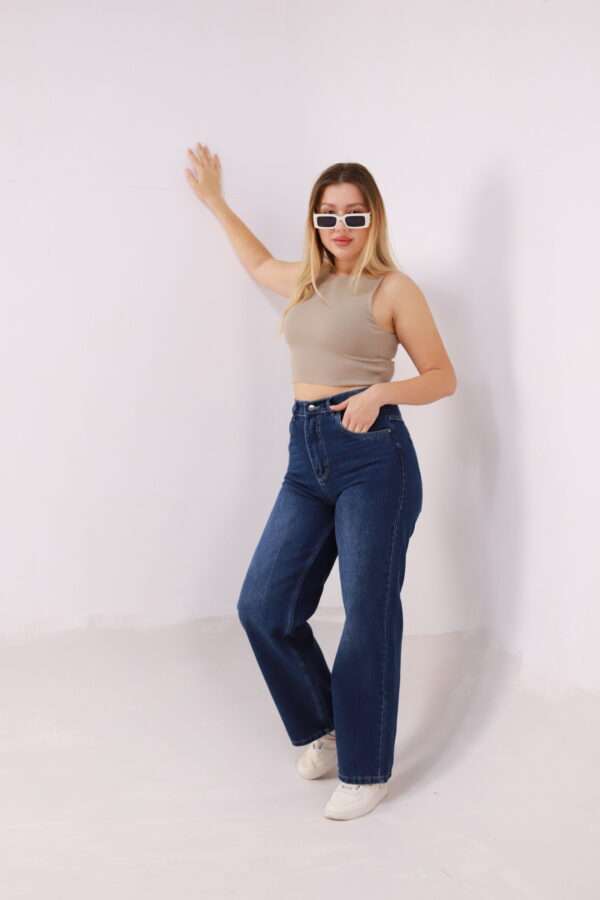 Wide Leg Jeans ( Navy Blue ) - Image 2