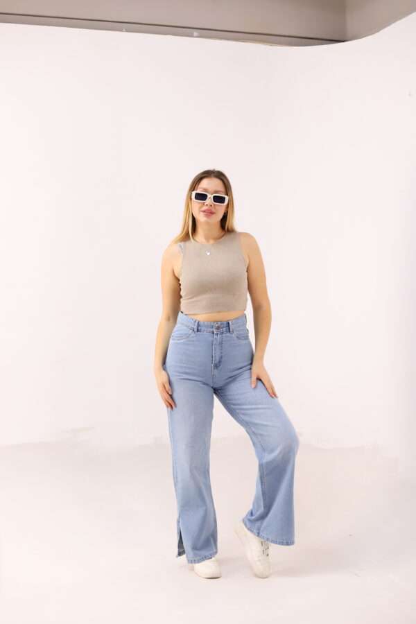 Wide Leg Jeans ( Open Leg ) ( Ice Blue ) - Image 25