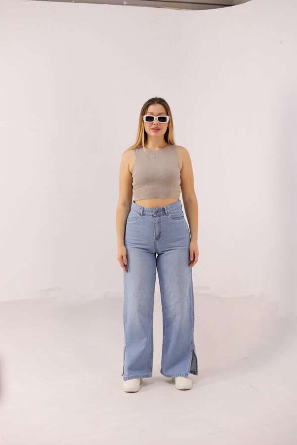 Wide Leg Jeans ( Open Leg ) ( Ice Blue ) - Image 24