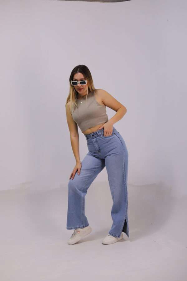 Wide Leg Jeans ( Open Leg ) ( Ice Blue ) - Image 22