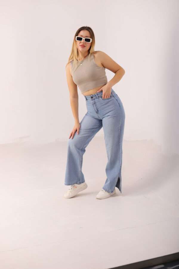Wide Leg Jeans ( Open Leg ) ( Ice Blue ) - Image 21