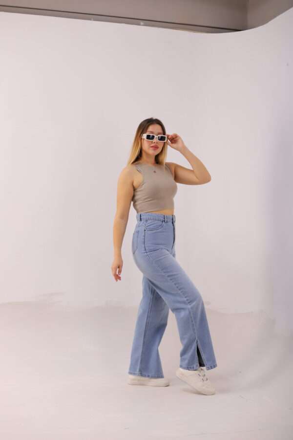 Wide Leg Jeans ( Open Leg ) ( Ice Blue ) - Image 13