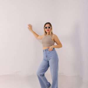 Wide Leg Jeans ( Open Leg ) ( Ice Blue )
