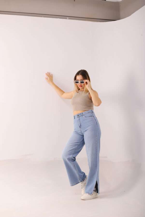 Wide Leg Jeans ( Open Leg ) ( Ice Blue ) - Image 11