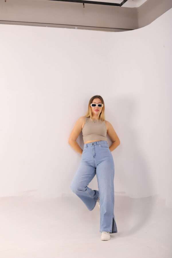 Wide Leg Jeans ( Open Leg ) ( Ice Blue ) - Image 10