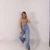 ⁦Wide Leg Jeans ( Open Leg ) ( Ice Blue )⁩ - الصورة ⁦9⁩