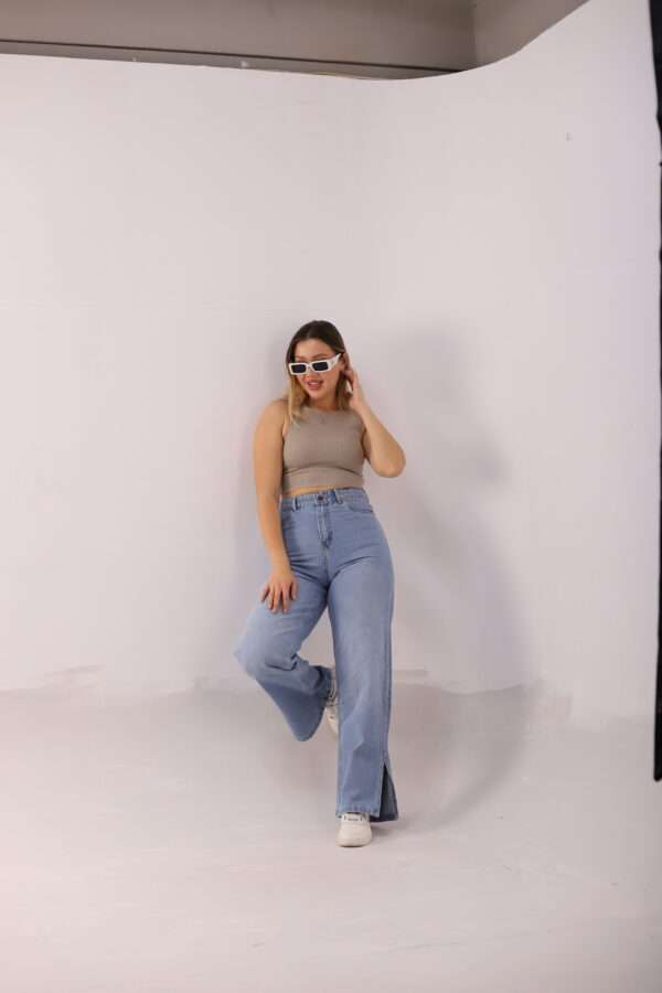 Wide Leg Jeans ( Open Leg ) ( Ice Blue ) - Image 9