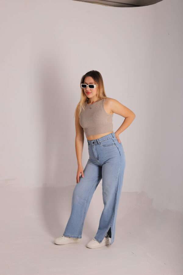 Wide Leg Jeans ( Open Leg ) ( Ice Blue ) - Image 8