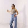 ⁦Wide Leg Jeans ( Open Leg ) ( Ice Blue )⁩ - الصورة ⁦6⁩