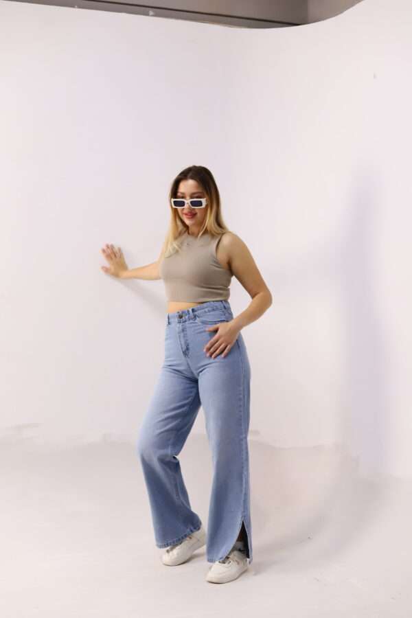 Wide Leg Jeans ( Open Leg ) ( Ice Blue ) - Image 6