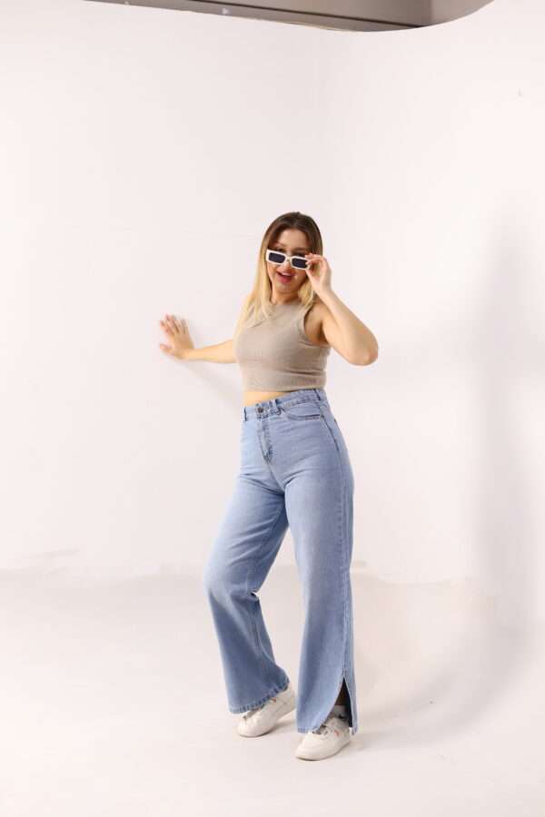 Wide Leg Jeans ( Open Leg ) ( Ice Blue ) - Image 5