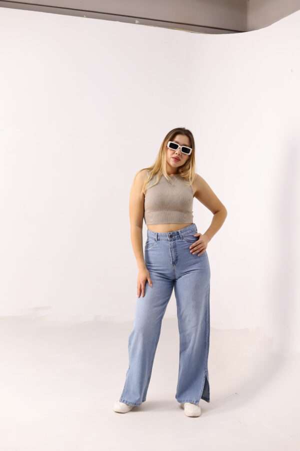 Wide Leg Jeans ( Open Leg ) ( Ice Blue ) - Image 4