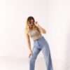 ⁦Wide Leg Jeans ( Open Leg ) ( Ice Blue )⁩ - الصورة ⁦3⁩