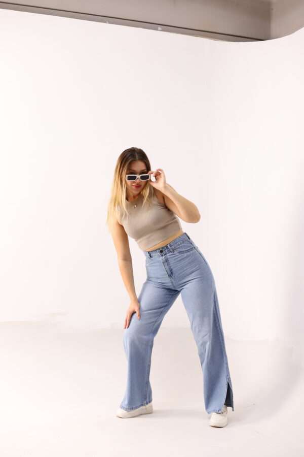 Wide Leg Jeans ( Open Leg ) ( Ice Blue ) - Image 3