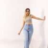 ⁦Wide Leg Jeans ( Open Leg ) ( Ice Blue )⁩ - الصورة ⁦2⁩