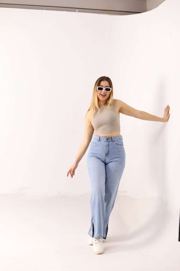 Wide Leg Jeans ( Open Leg ) ( Ice Blue ) - Image 2
