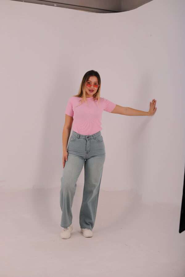 Wide Leg Jeans ( Light Blue Tint ) - Image 3