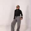 Wide Leg Melton ( Dark Gray )