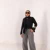 ⁦Wide Leg Melton ( Dark Gray )⁩ - الصورة ⁦8⁩
