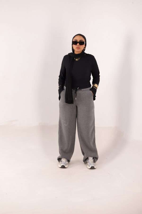 Wide Leg Melton ( Dark Gray ) - Image 4