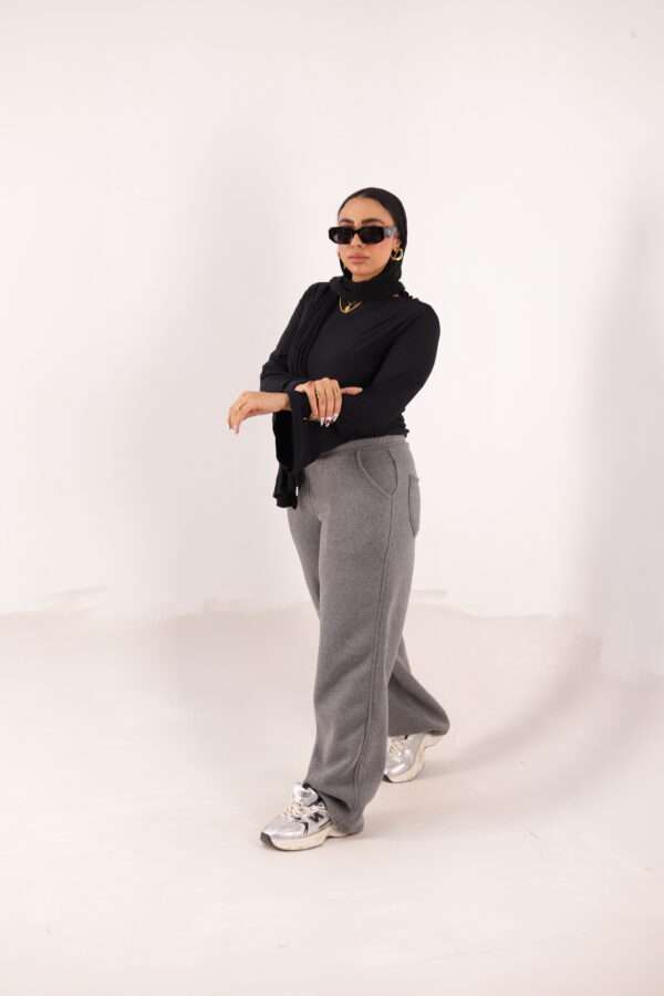 Wide Leg Melton ( Dark Gray ) - Image 3