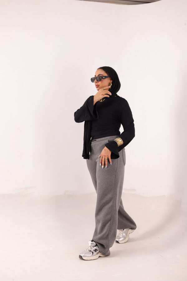 Wide Leg Melton ( Dark Gray ) - Image 2